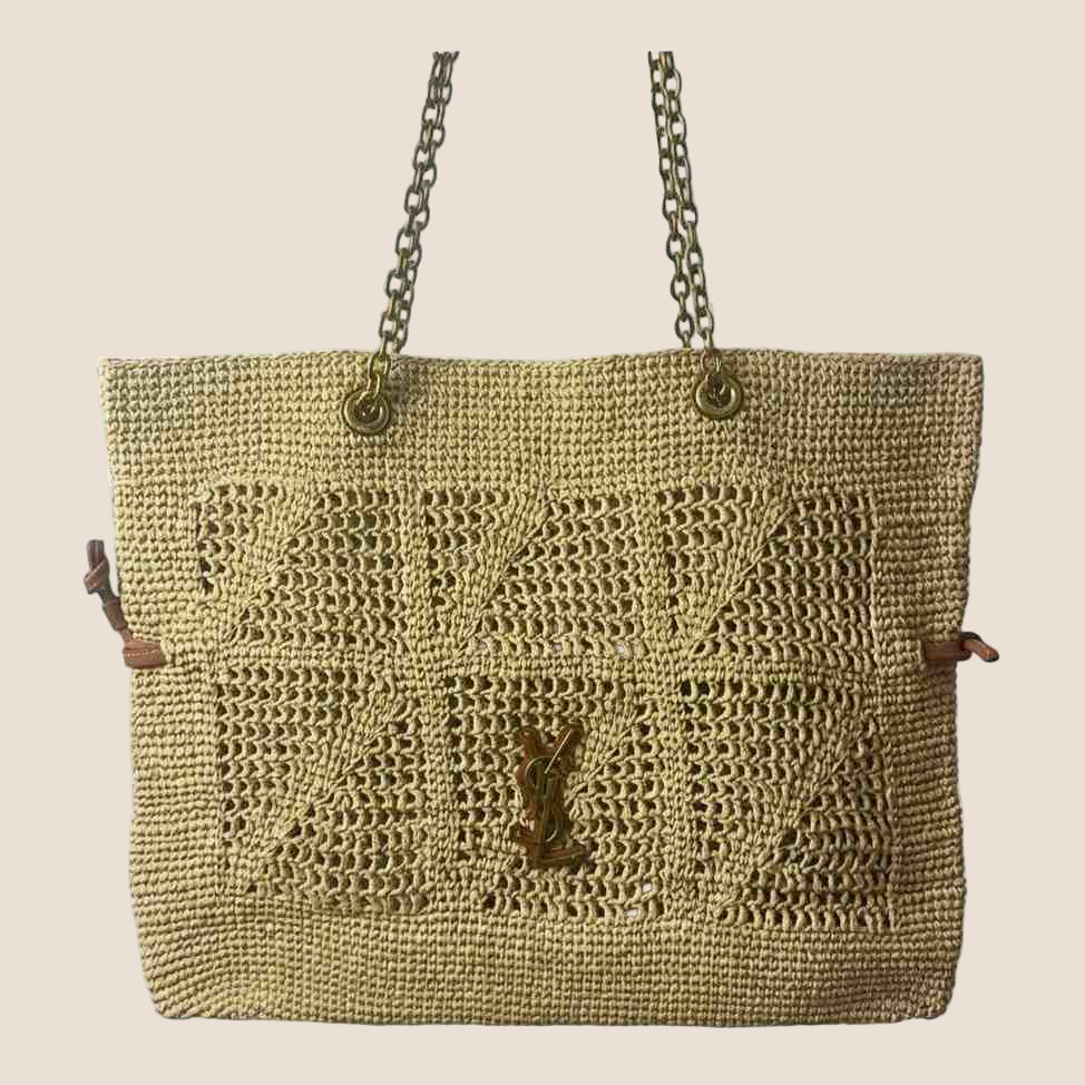 Elegant Beige Woven Tote Bag